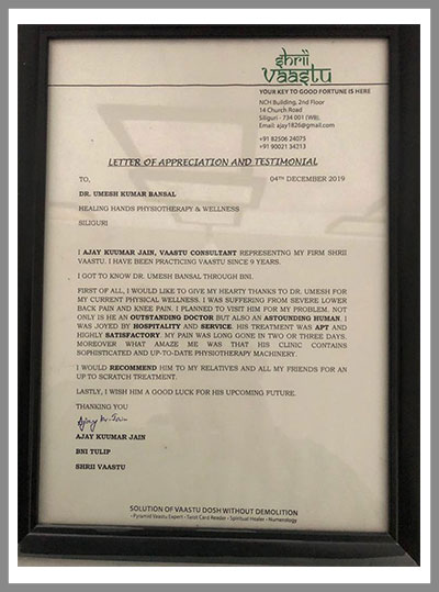 Umesh Bansal Physiotherapy testimonial 4